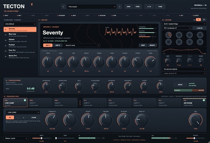 TECTON 2 editor with the amp, cabinet and effects chain